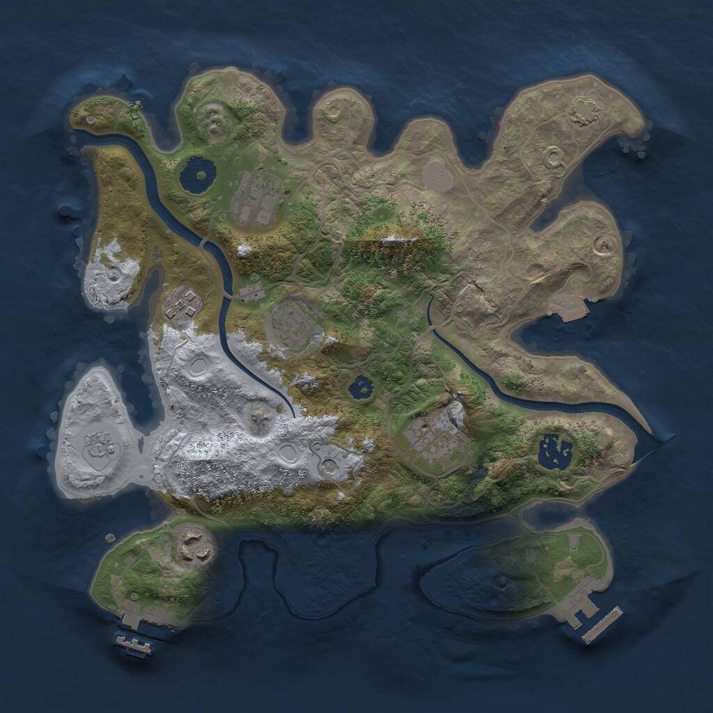 Rust Map: Procedural Map, Size: 3000, Seed: 28620, 12 Monuments