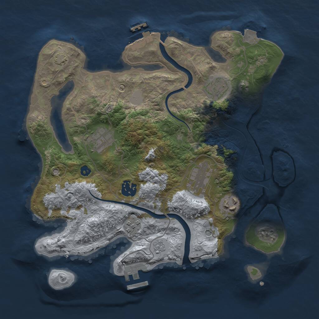 Rust Map: Procedural Map, Size: 3000, Seed: 23303, 12 Monuments