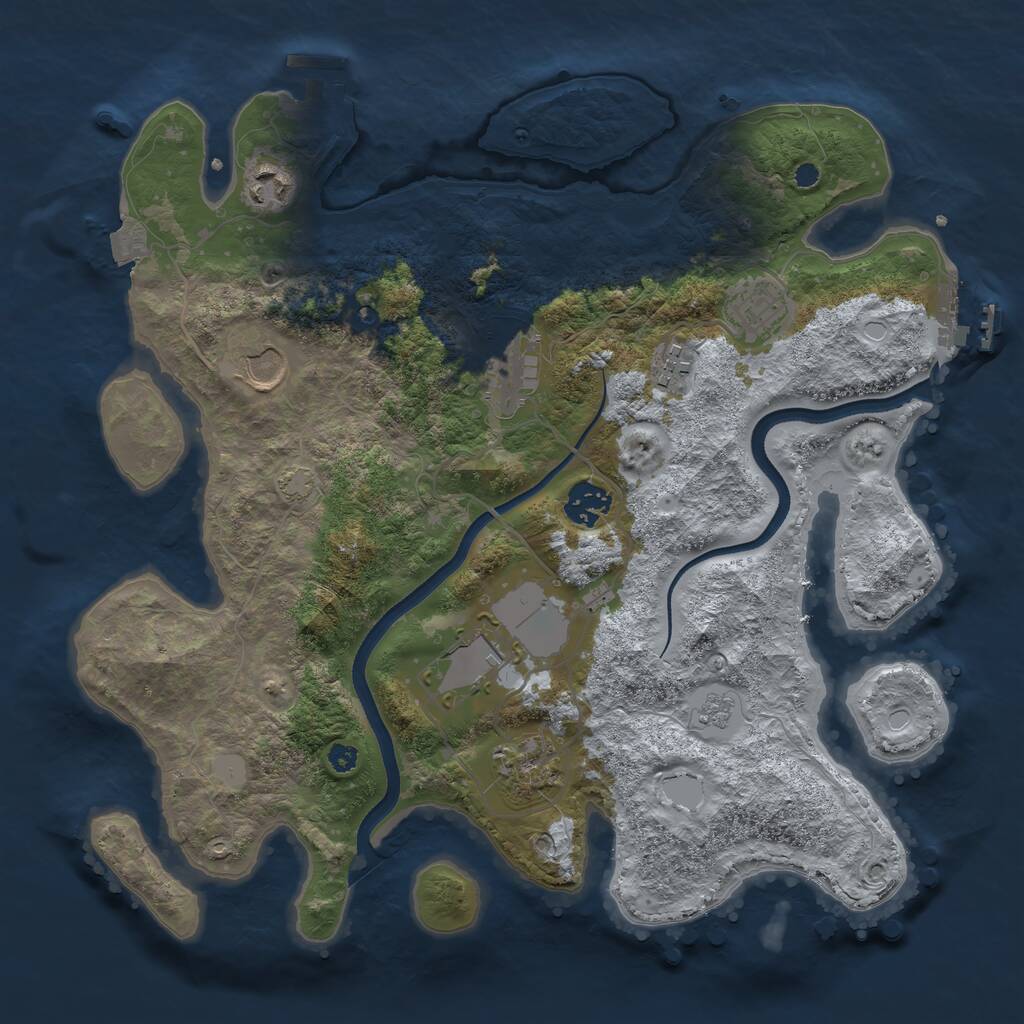 Rust Map: Procedural Map, Size: 3500, Seed: 1381003995, 14 Monuments
