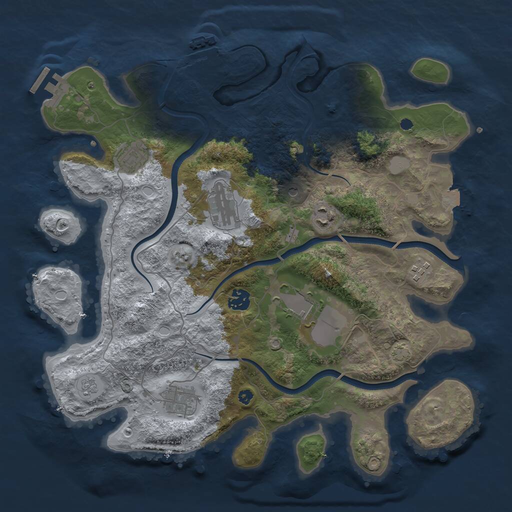 Rust Map: Procedural Map, Size: 3500, Seed: 1024979631, 13 Monuments