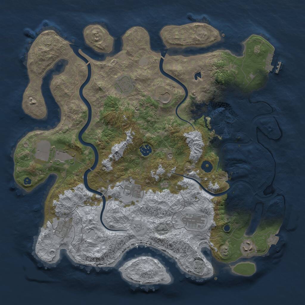 Rust Map: Procedural Map, Size: 4000, Seed: 335300210, 14 Monuments