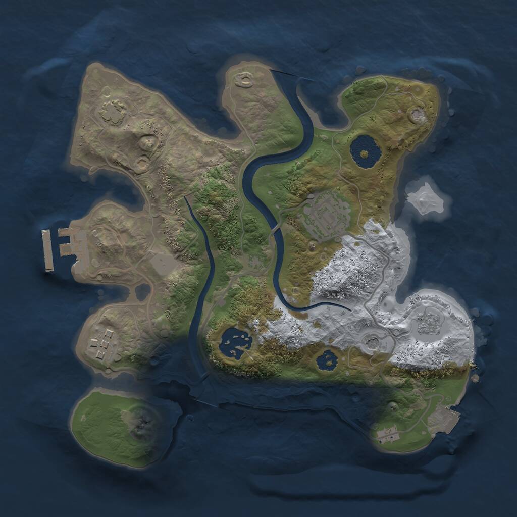 Rust Map: Procedural Map, Size: 2500, Seed: 893654734, 8 Monuments