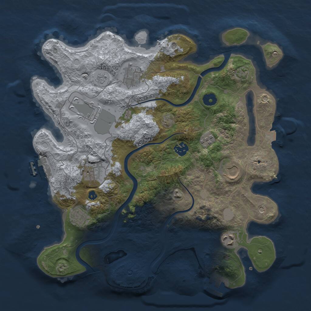 Rust Map: Procedural Map, Size: 3500, Seed: 327239987, 14 Monuments