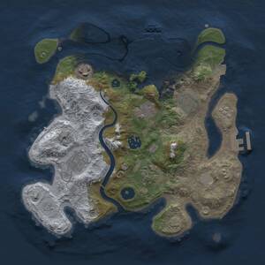 Thumbnail Rust Map: Procedural Map, Size: 3000, Seed: 1573617690, 13 Monuments