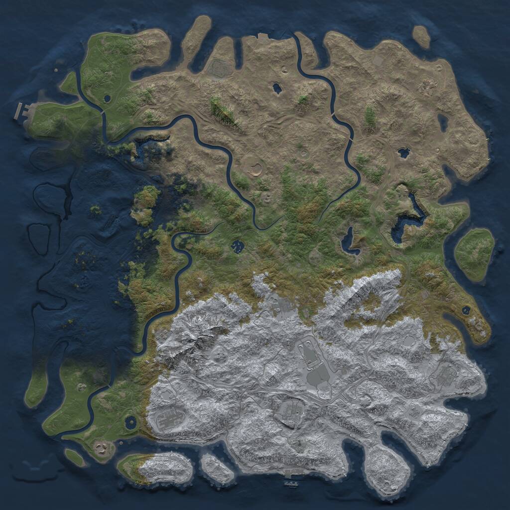 Rust Map: Procedural Map, Size: 6000, Seed: 8213598, 17 Monuments