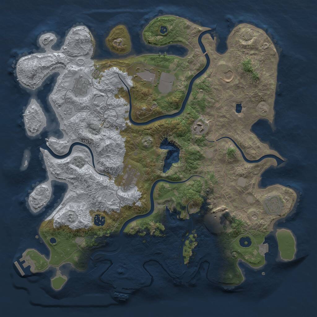 Rust Map: Procedural Map, Size: 4100, Seed: 51281, 15 Monuments