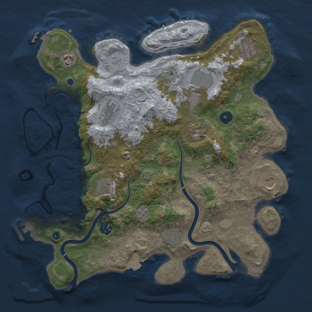 Rust Map: Procedural Map, Size: 3850, Seed: 5486485, 16 Monuments