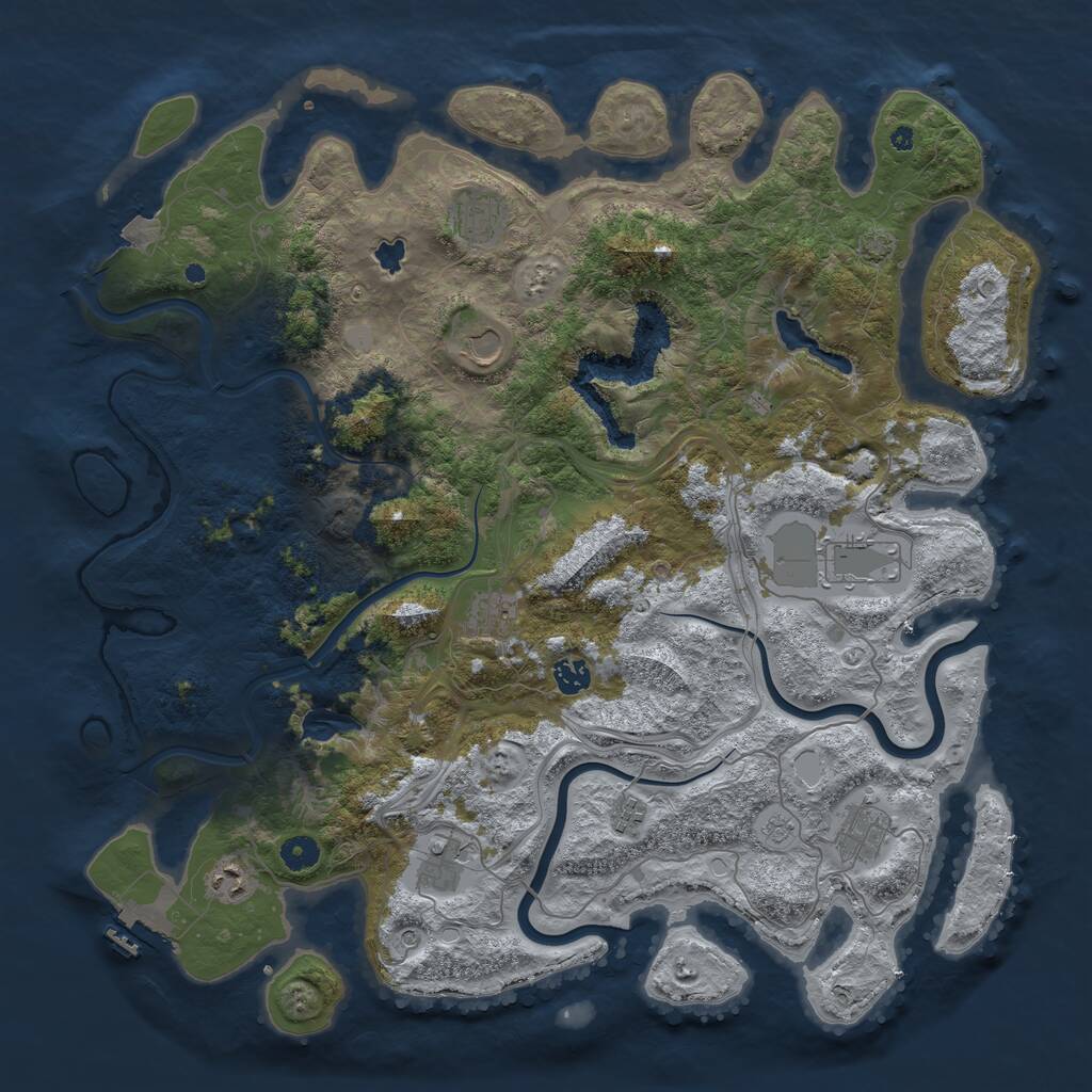 Rust Map: Procedural Map, Size: 4500, Seed: 338894801, 14 Monuments