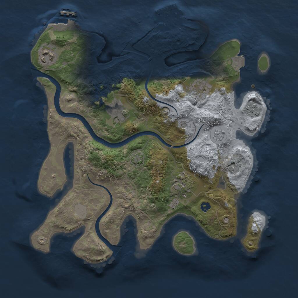 Rust Map: Procedural Map, Size: 3000, Seed: 6444355, 11 Monuments