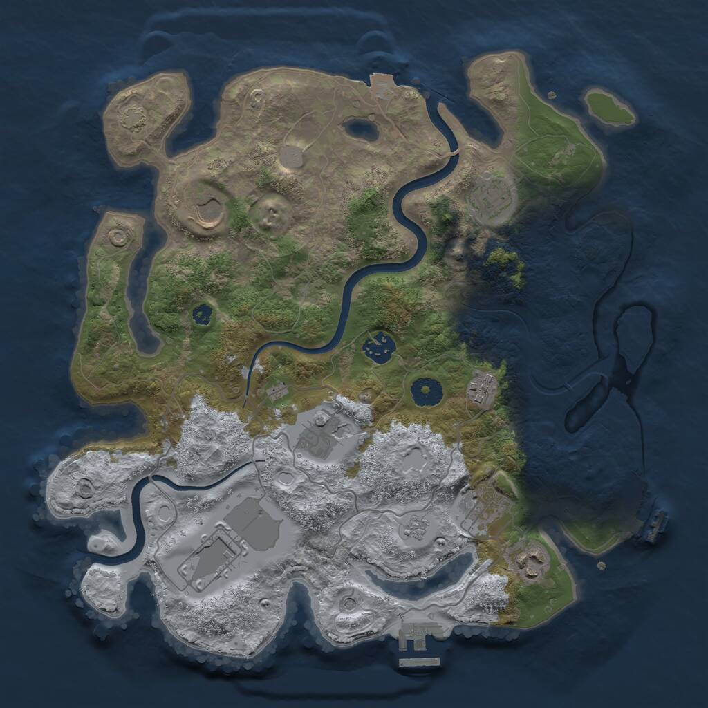 Rust Map: Procedural Map, Size: 3500, Seed: 1773298528, 14 Monuments