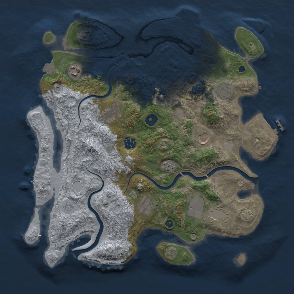 Rust Map: Procedural Map, Size: 3700, Seed: 1207103540, 14 Monuments