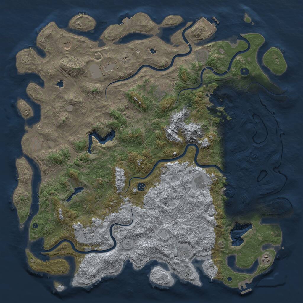 Rust Map: Procedural Map, Size: 5500, Seed: 1491245676, 17 Monuments
