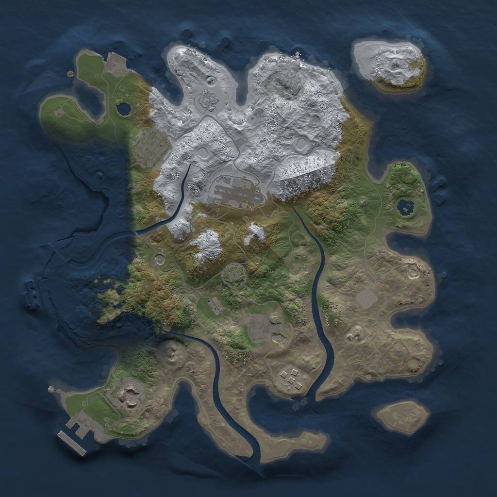 Rust Map: Procedural Map, Size: 3000, Seed: 21328854, 11 Monuments