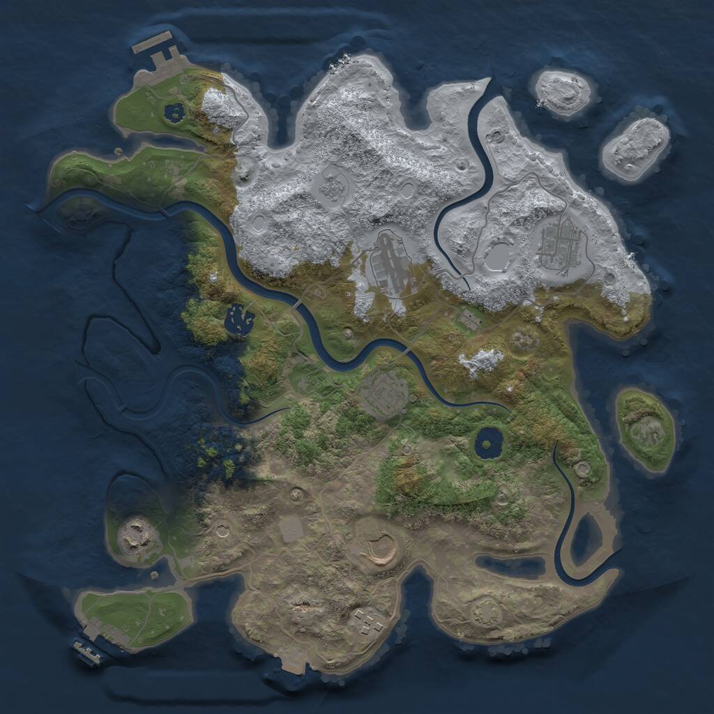 Rust Map: Procedural Map, Size: 3500, Seed: 1994091886, 13 Monuments