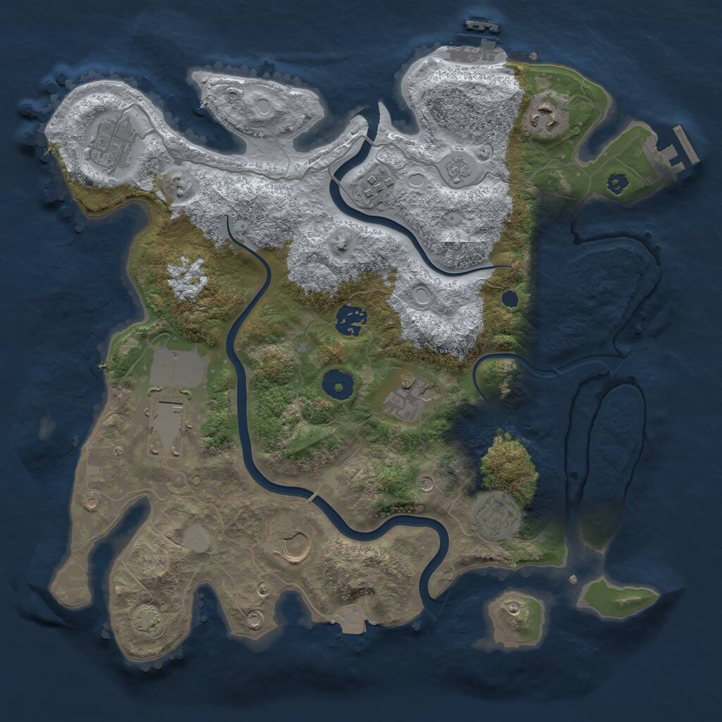 Rust Map: Procedural Map, Size: 3500, Seed: 793917437, 14 Monuments