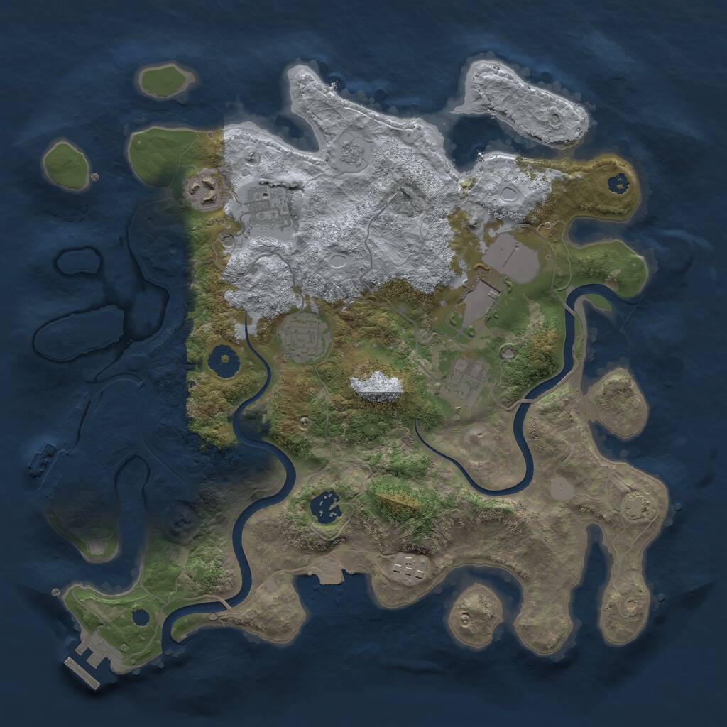 Rust Map: Procedural Map, Size: 3500, Seed: 35001235, 13 Monuments