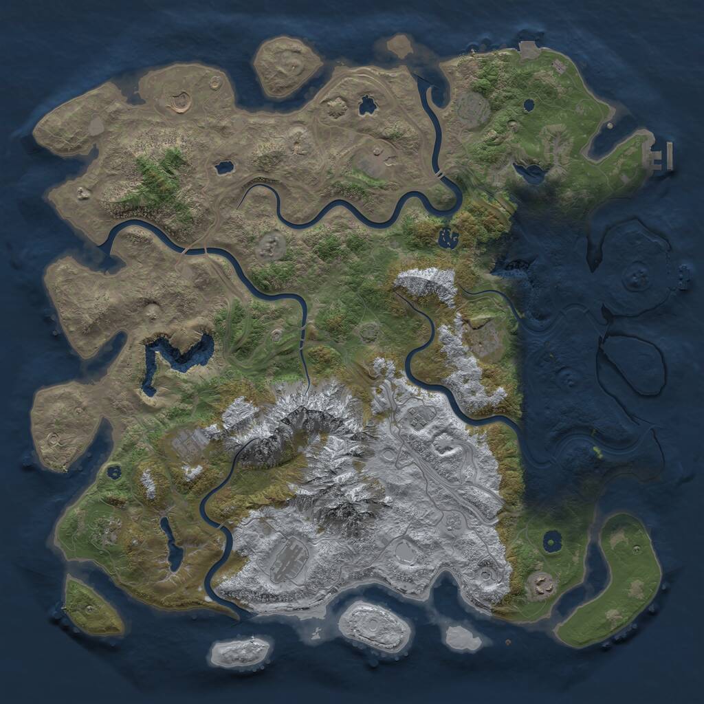 Rust Map: Procedural Map, Size: 5000, Seed: 2030174170, 16 Monuments