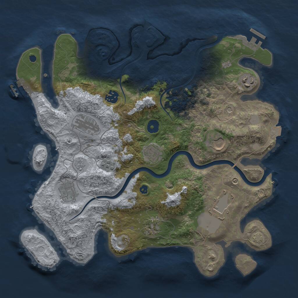 Rust Map: Procedural Map, Size: 3500, Seed: 145260593, 15 Monuments