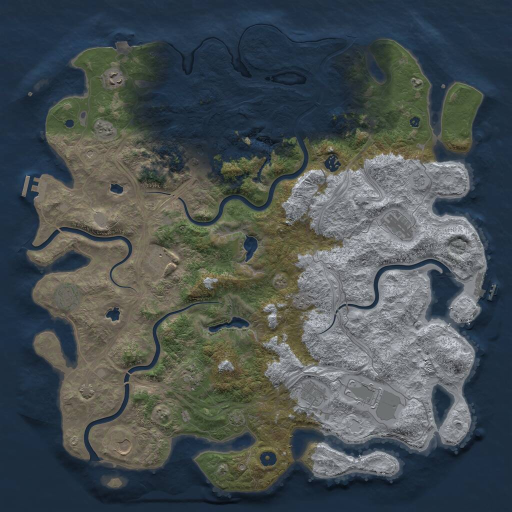 Rust Map: Procedural Map, Size: 4900, Seed: 1895990753, 17 Monuments