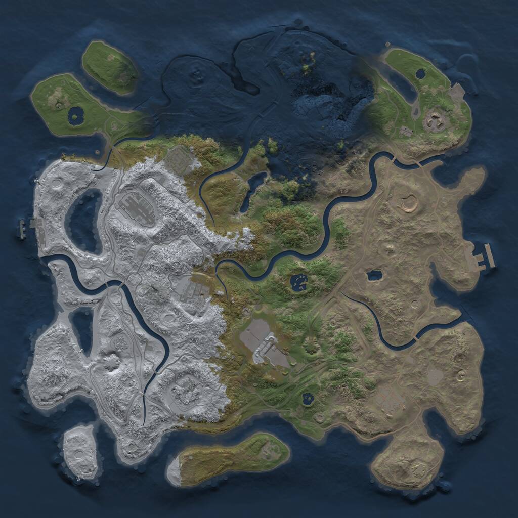 Rust Map: Procedural Map, Size: 4300, Seed: 548703978, 16 Monuments