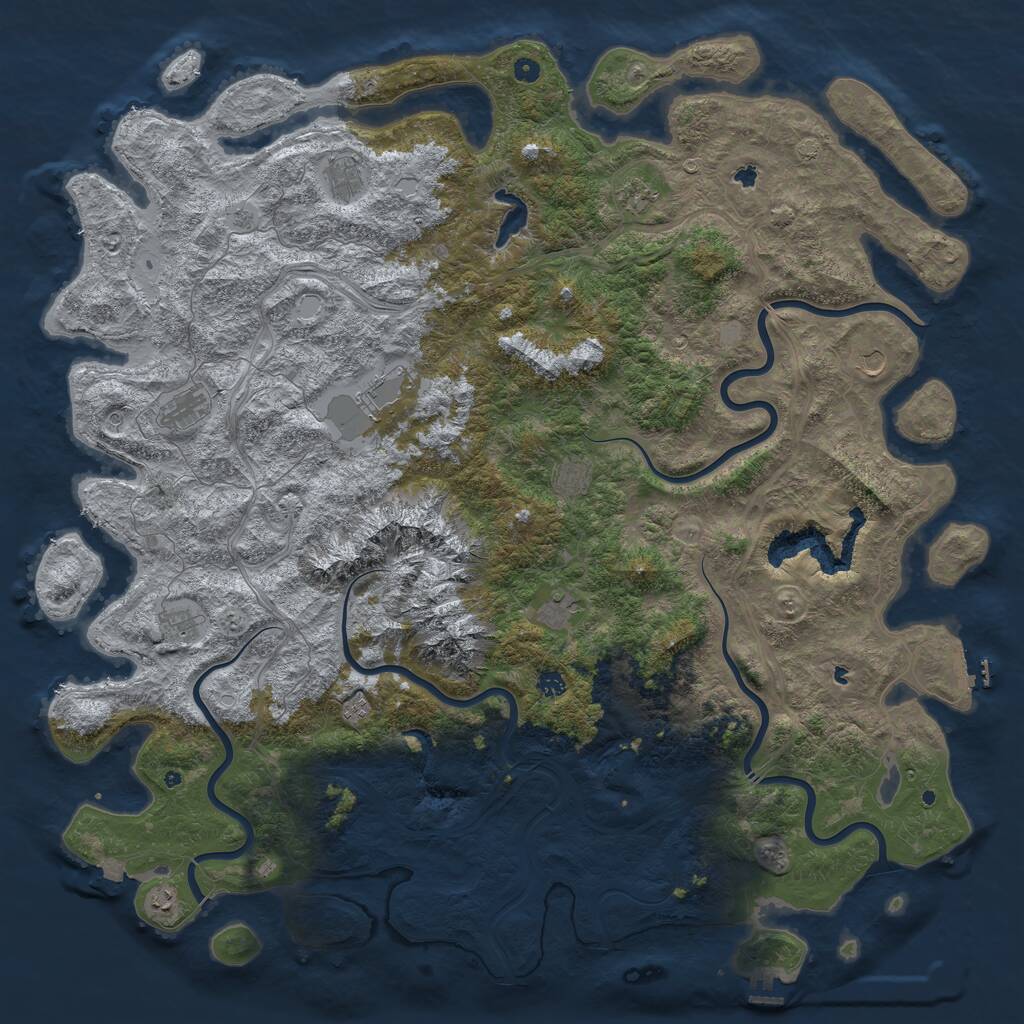 Rust Map: Procedural Map, Size: 6000, Seed: 2000244296, 17 Monuments