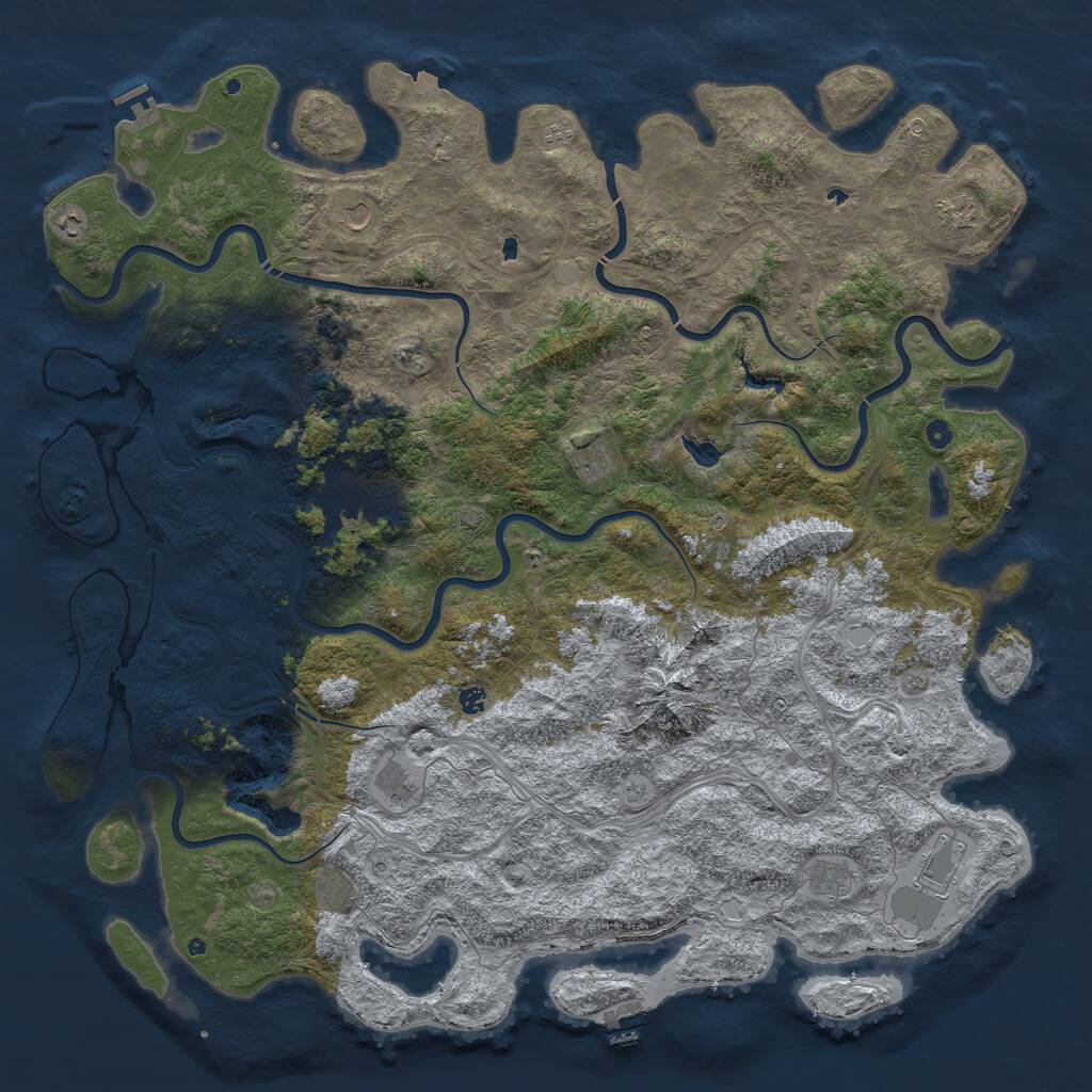 Rust Map: Procedural Map, Size: 6000, Seed: 2000244297, 17 Monuments