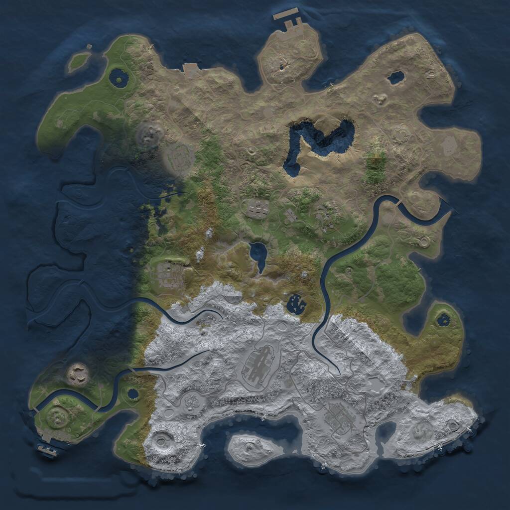 Rust Map: Procedural Map, Size: 4000, Seed: 1913769086, 14 Monuments