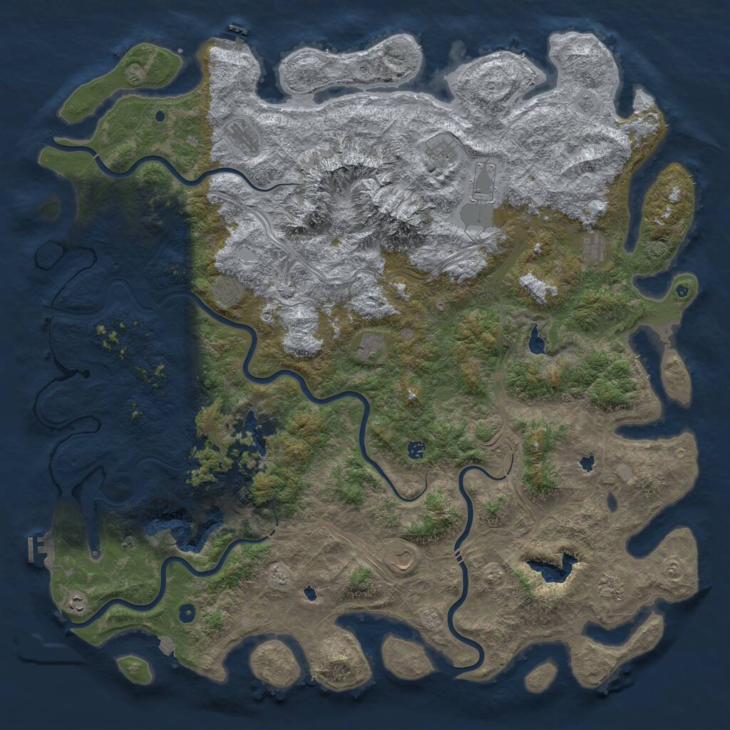 Rust Map: Procedural Map, Size: 6000, Seed: 552536663, 17 Monuments