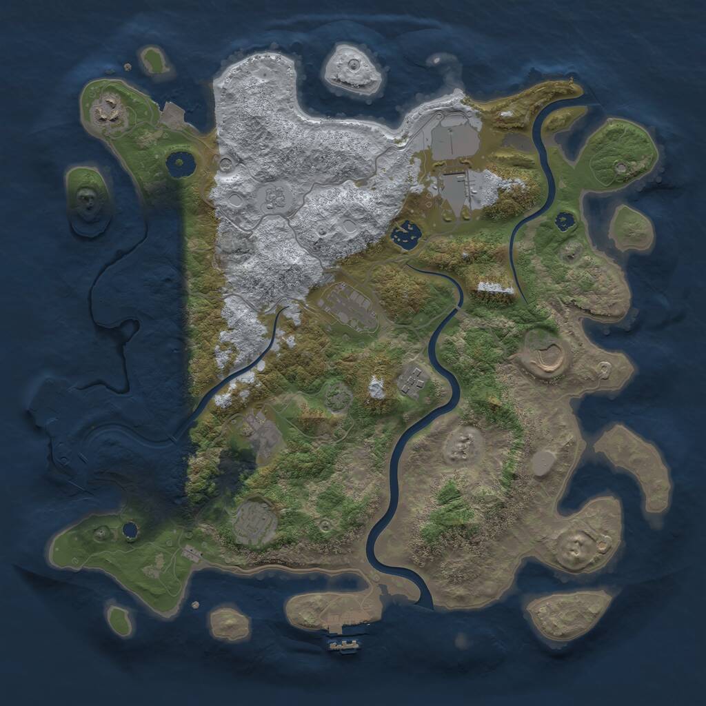 Rust Map: Procedural Map, Size: 3800, Seed: 1695507078, 14 Monuments