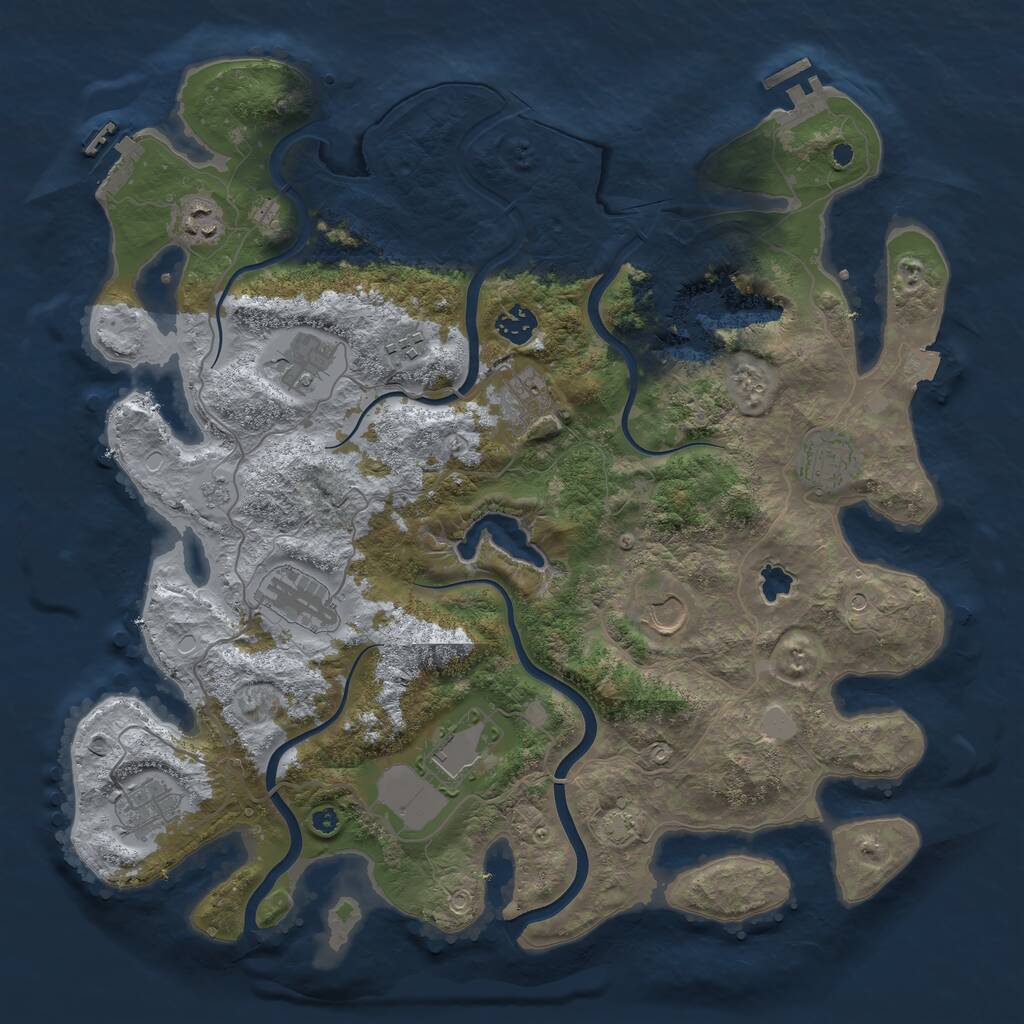 Rust Map: Procedural Map, Size: 4000, Seed: 18967, 16 Monuments