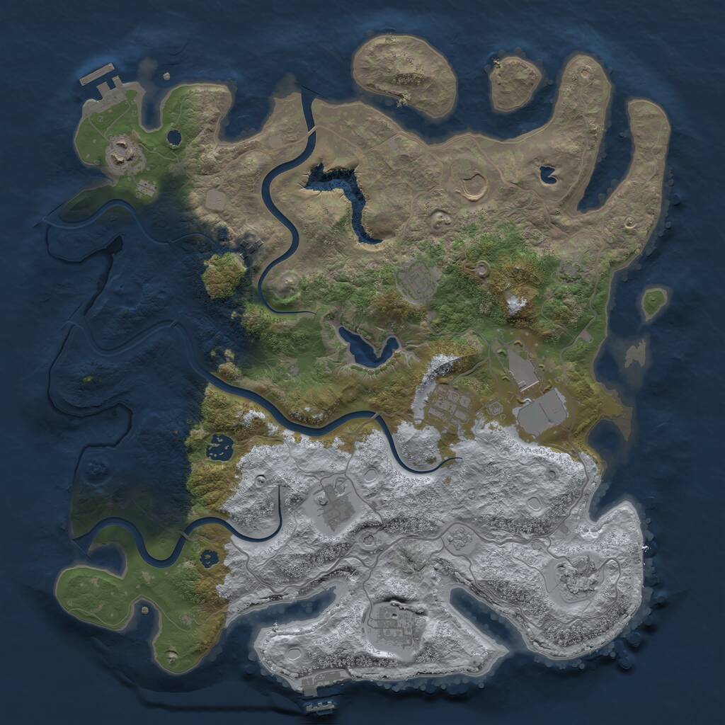 Rust Map: Procedural Map, Size: 4000, Seed: 5212021, 16 Monuments