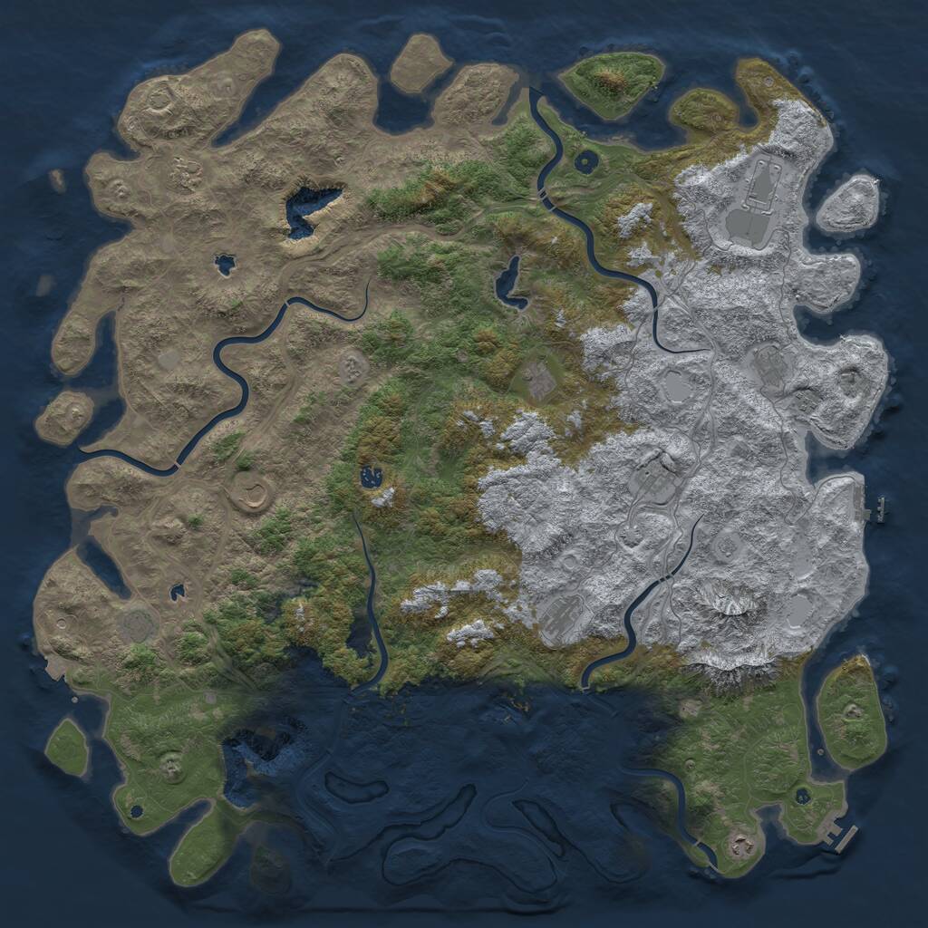 Rust Map: Procedural Map, Size: 6000, Seed: 33975, 17 Monuments