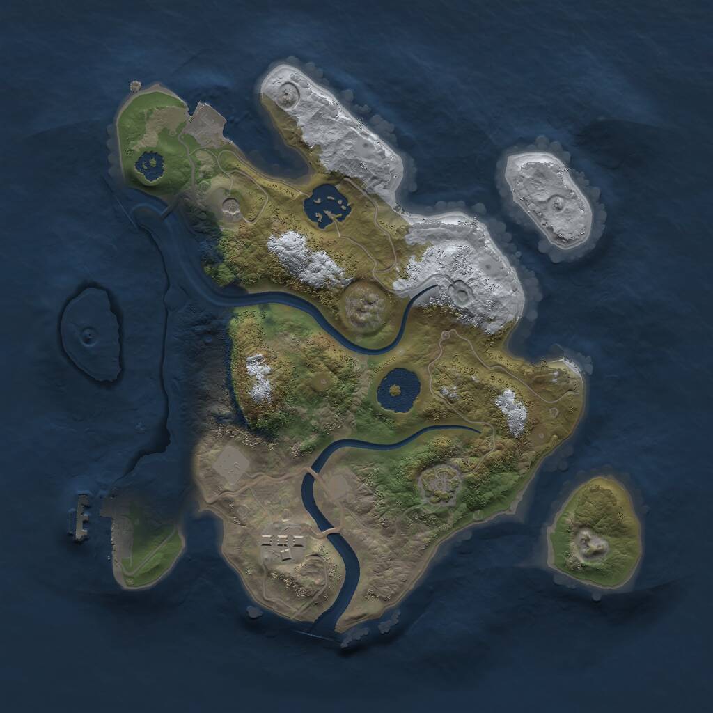 Rust Map: Procedural Map, Size: 2500, Seed: 1239756, 6 Monuments