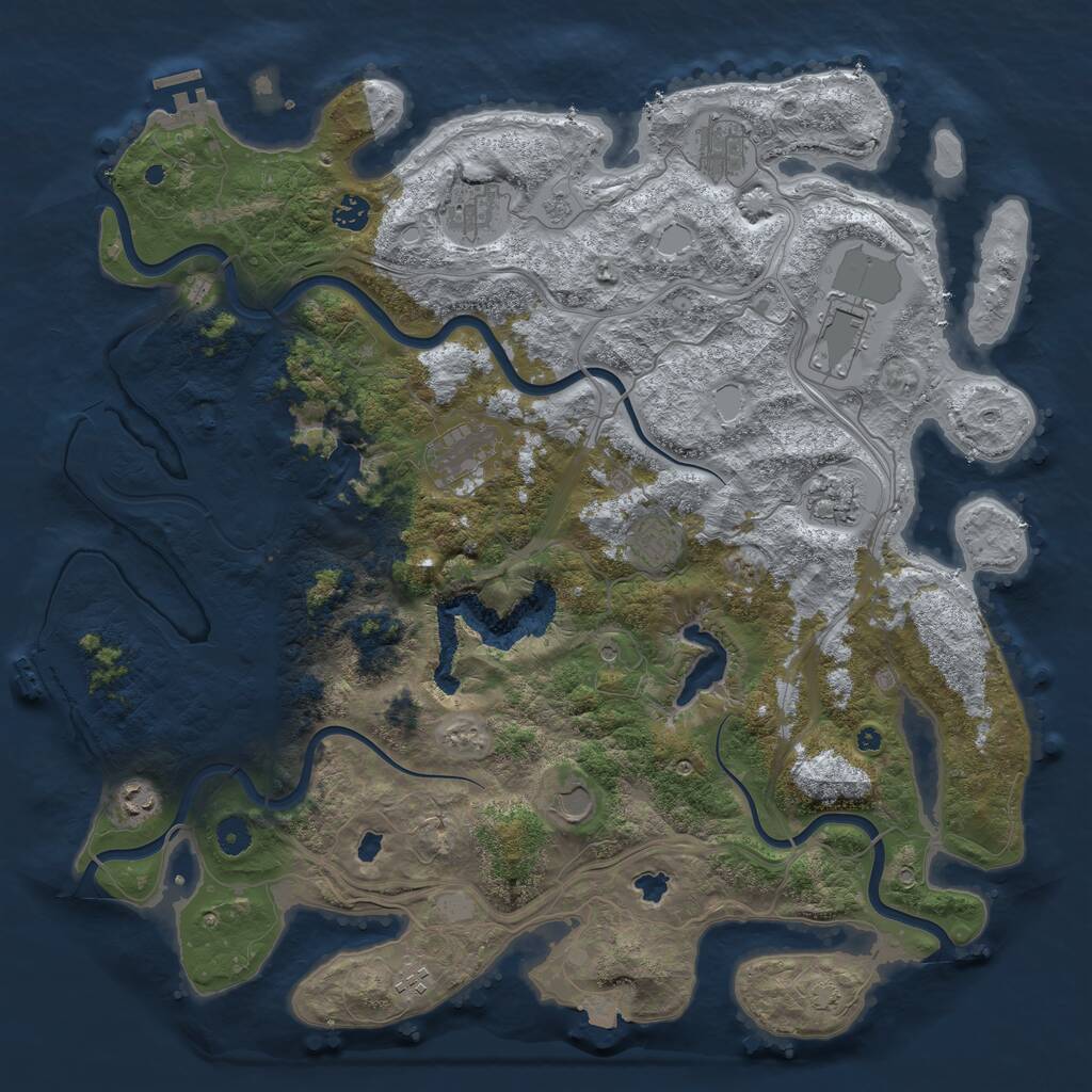 Rust Map: Procedural Map, Size: 4500, Seed: 294334220, 16 Monuments