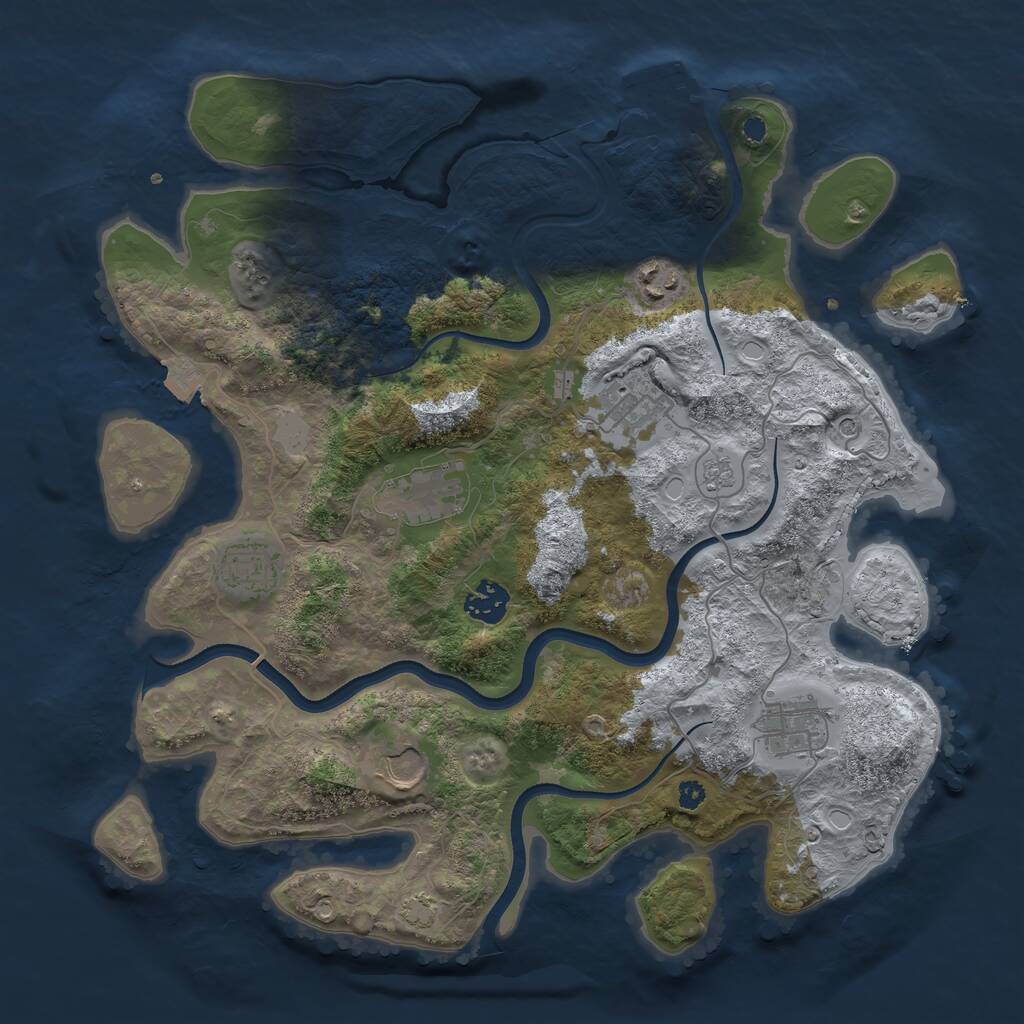 Rust Map: Procedural Map, Size: 3600, Seed: 283213966, 12 Monuments