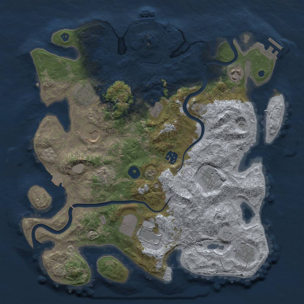 Rust Map: Procedural Map, Size: 3750, Seed: 1234592649, 15 Monuments