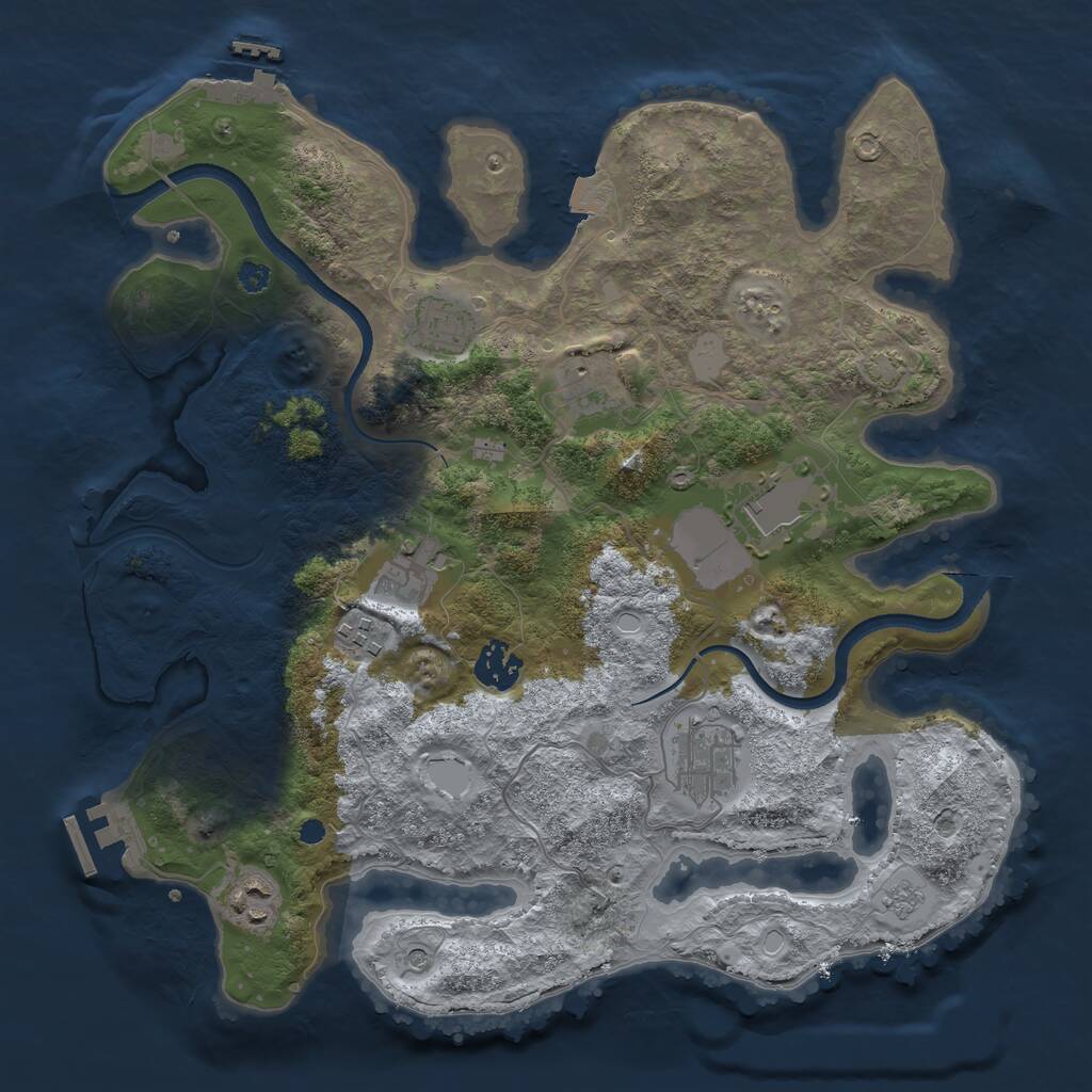 Rust Map: Procedural Map, Size: 3500, Seed: 1759348897, 14 Monuments