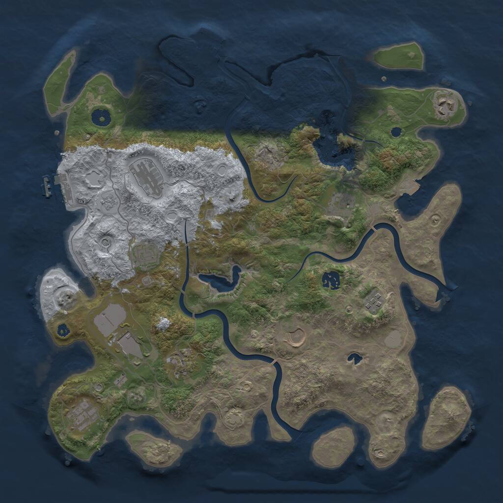 Rust Map: Procedural Map, Size: 4000, Seed: 842303, 16 Monuments