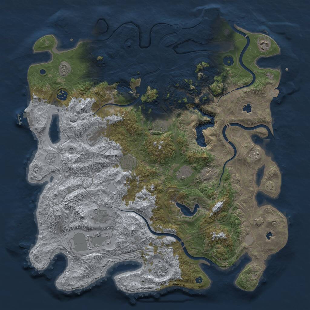 Rust Map: Procedural Map, Size: 4500, Seed: 1195253886, 16 Monuments
