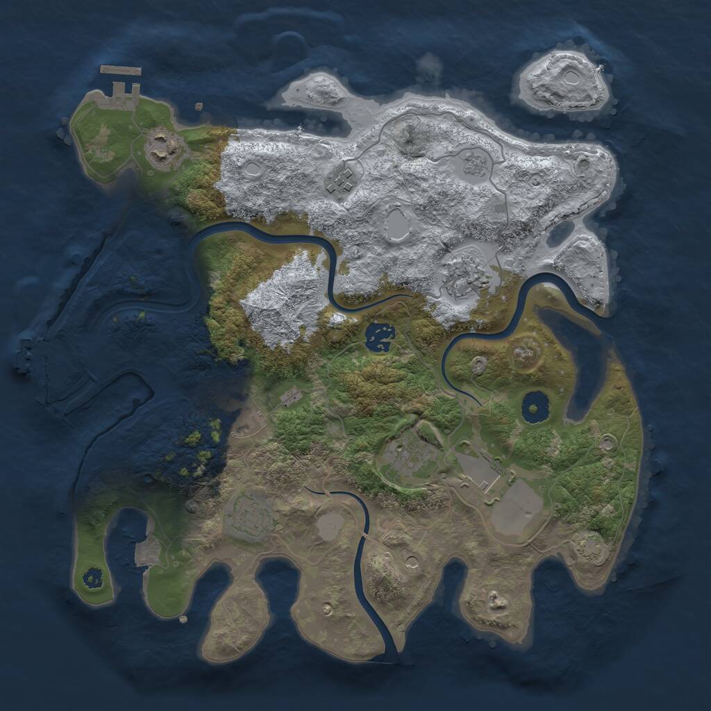 Rust Map: Procedural Map, Size: 3500, Seed: 831722922, 14 Monuments