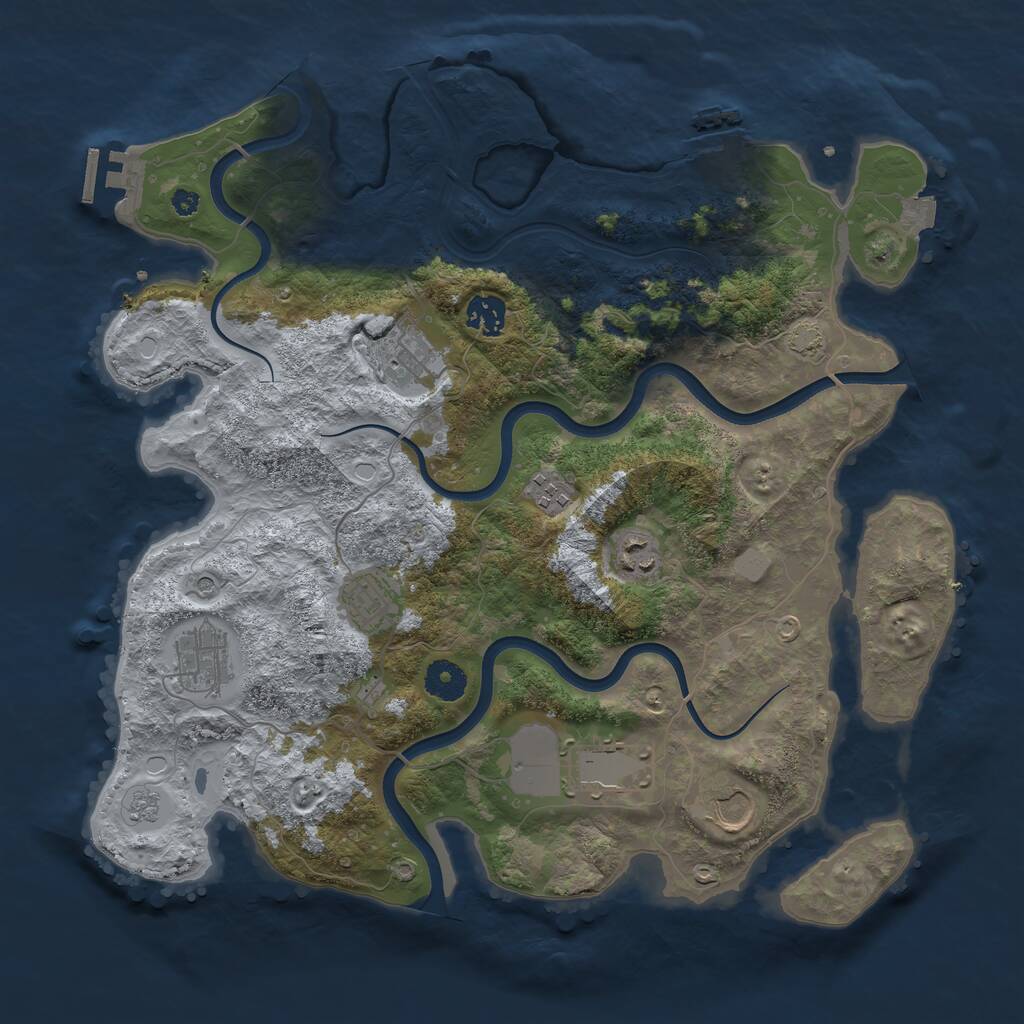 Rust Map: Procedural Map, Size: 3750, Seed: 898389785, 14 Monuments
