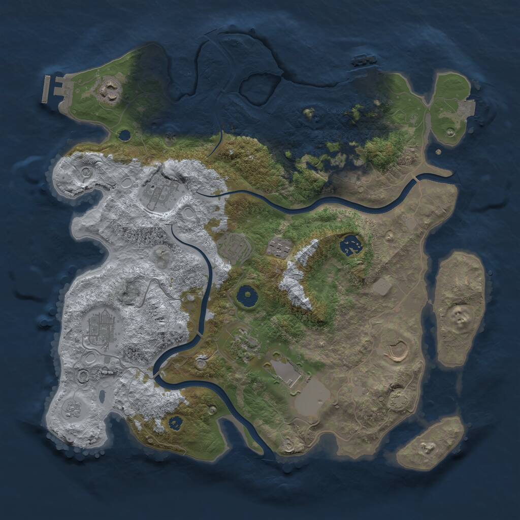 Rust Map: Procedural Map, Size: 3750, Seed: 898389785, 16 Monuments