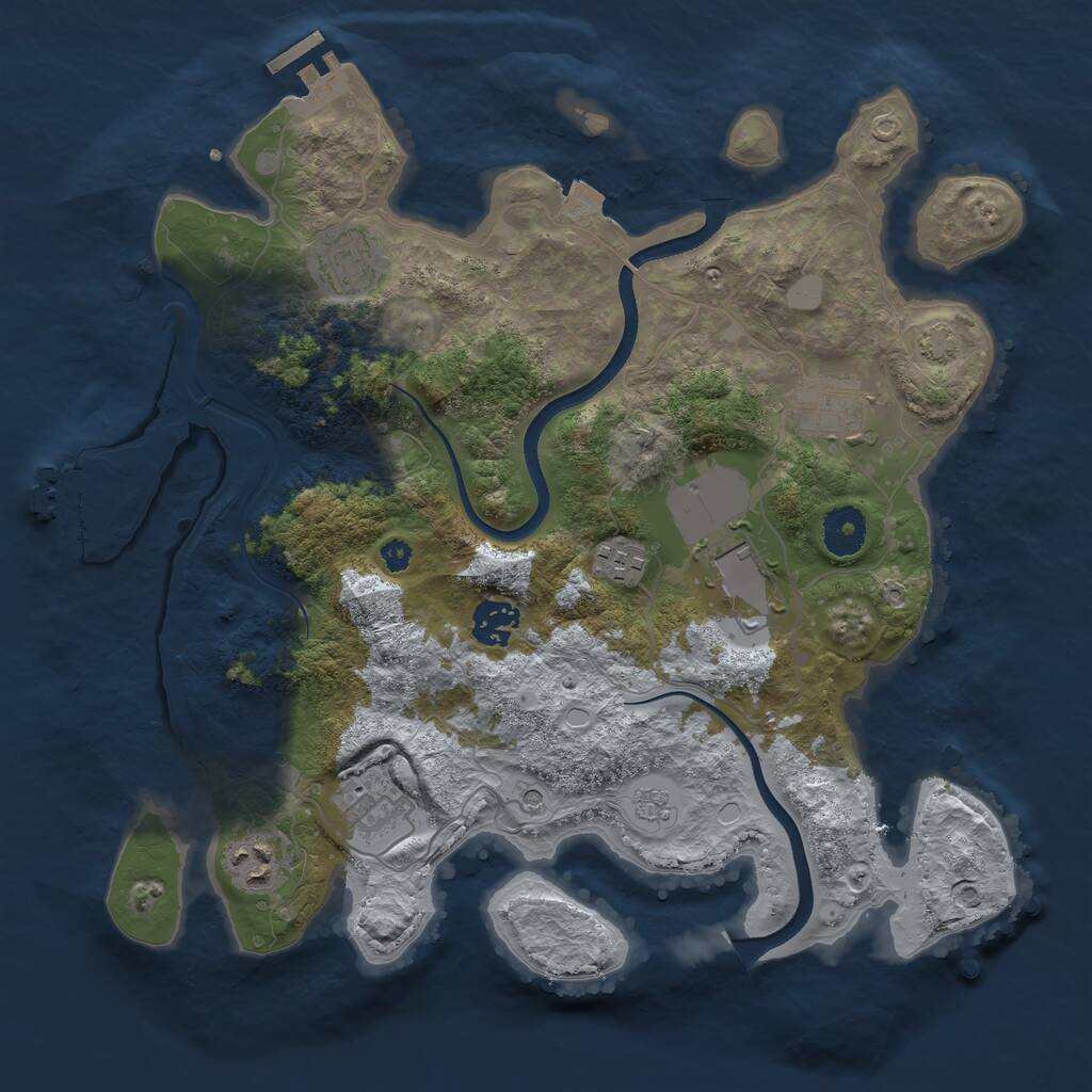 Rust Map: Procedural Map, Size: 3500, Seed: 126462, 13 Monuments