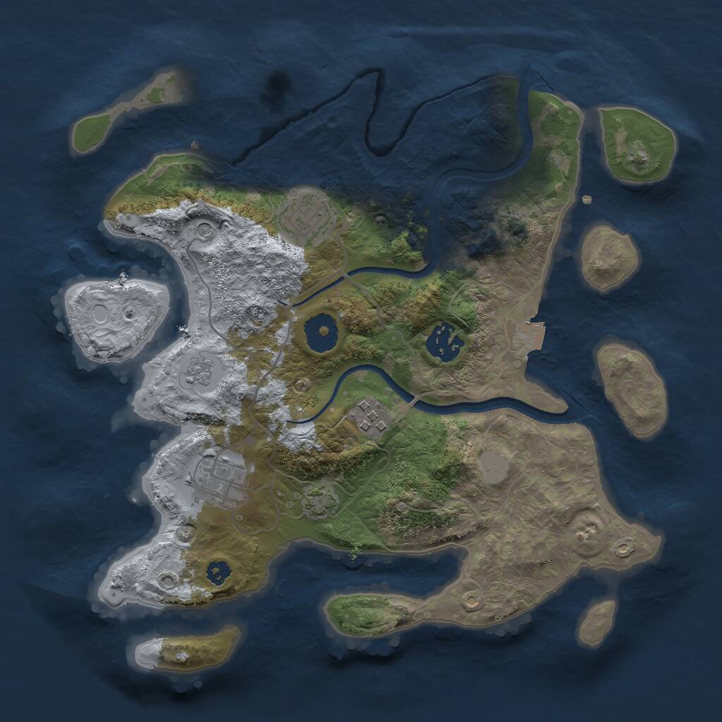 Rust Map: Procedural Map, Size: 3000, Seed: 24441, 8 Monuments