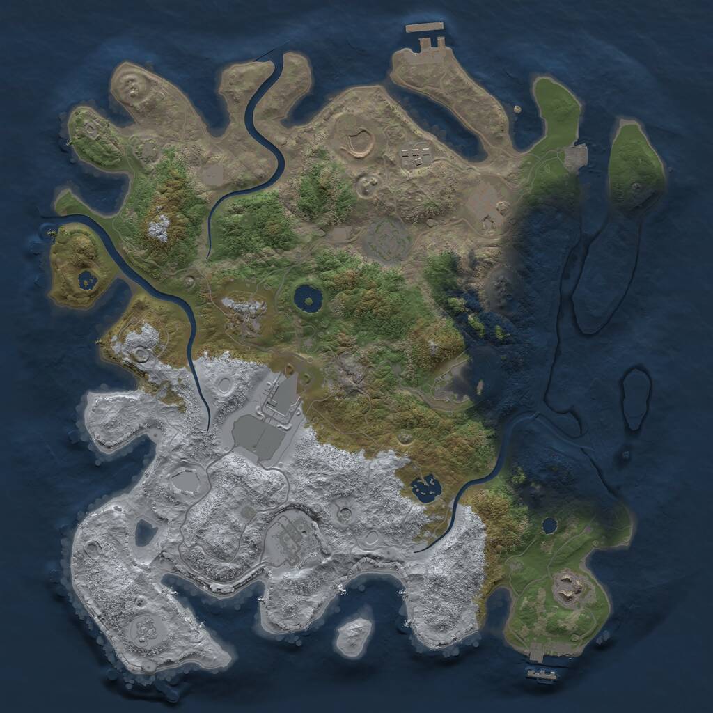 Rust Map: Procedural Map, Size: 3800, Seed: 425908366, 16 Monuments