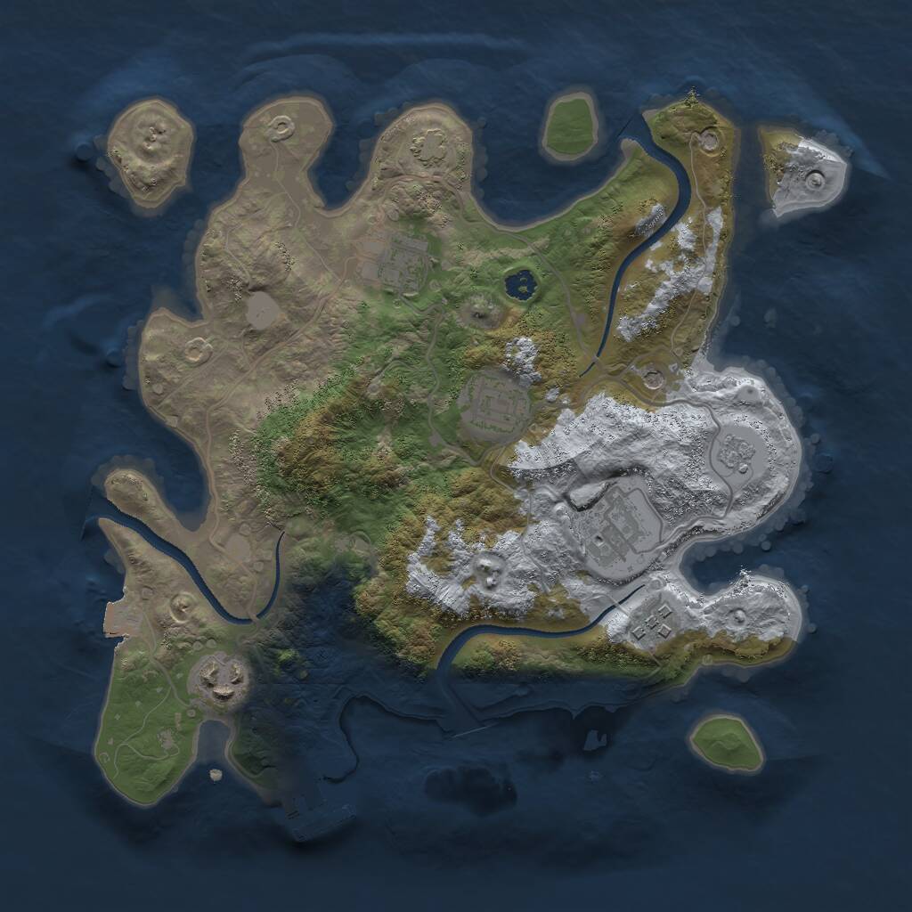 Rust Map: Procedural Map, Size: 3000, Seed: 2884, 10 Monuments