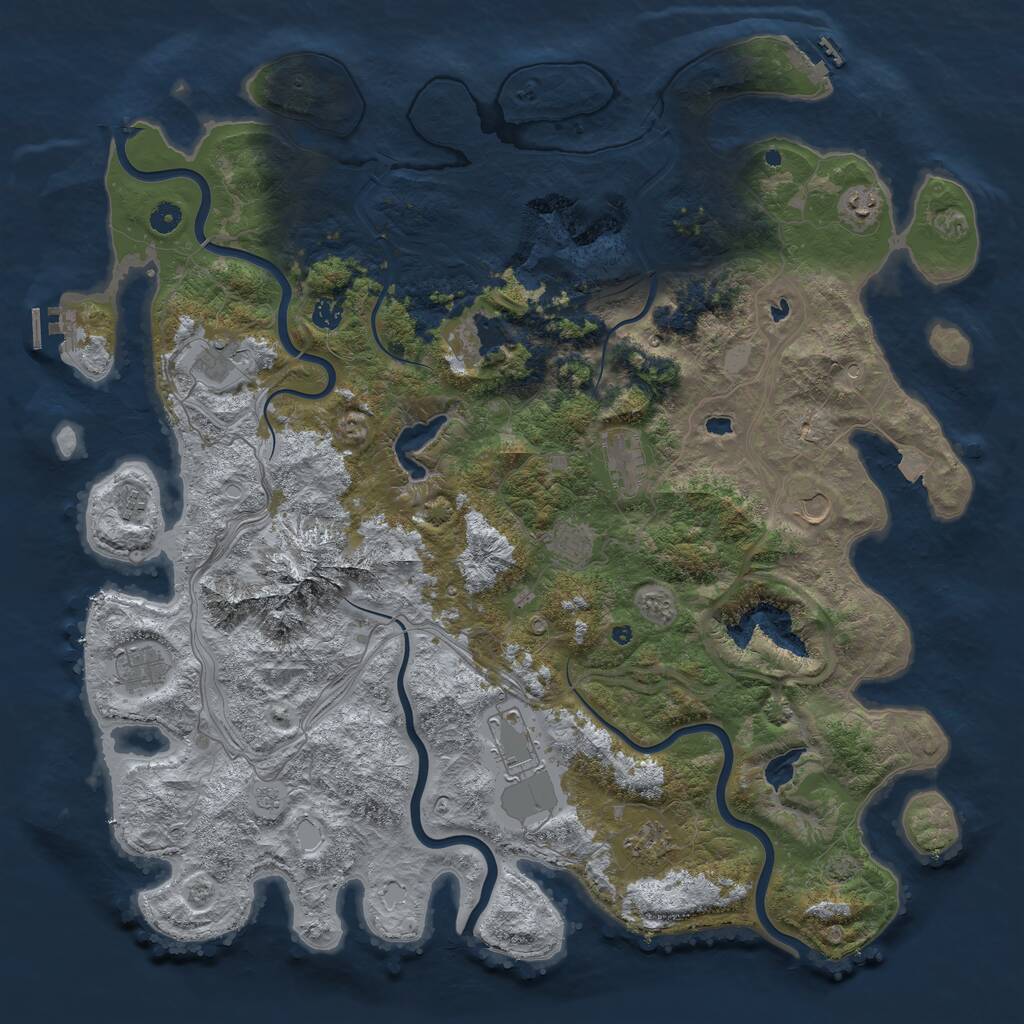 Rust Map: Procedural Map, Size: 5000, Seed: 1165982093, 17 Monuments