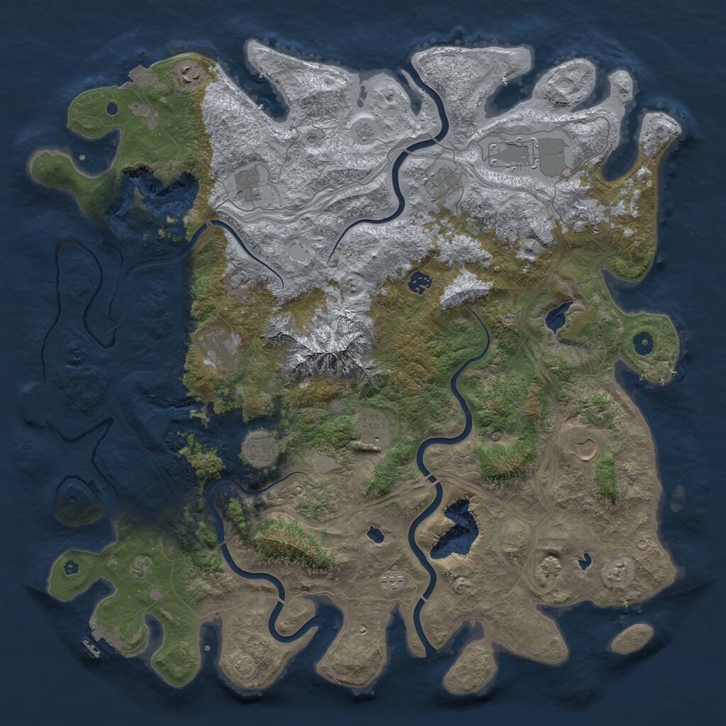 Rust Map: Procedural Map, Size: 5000, Seed: 1006468227, 17 Monuments