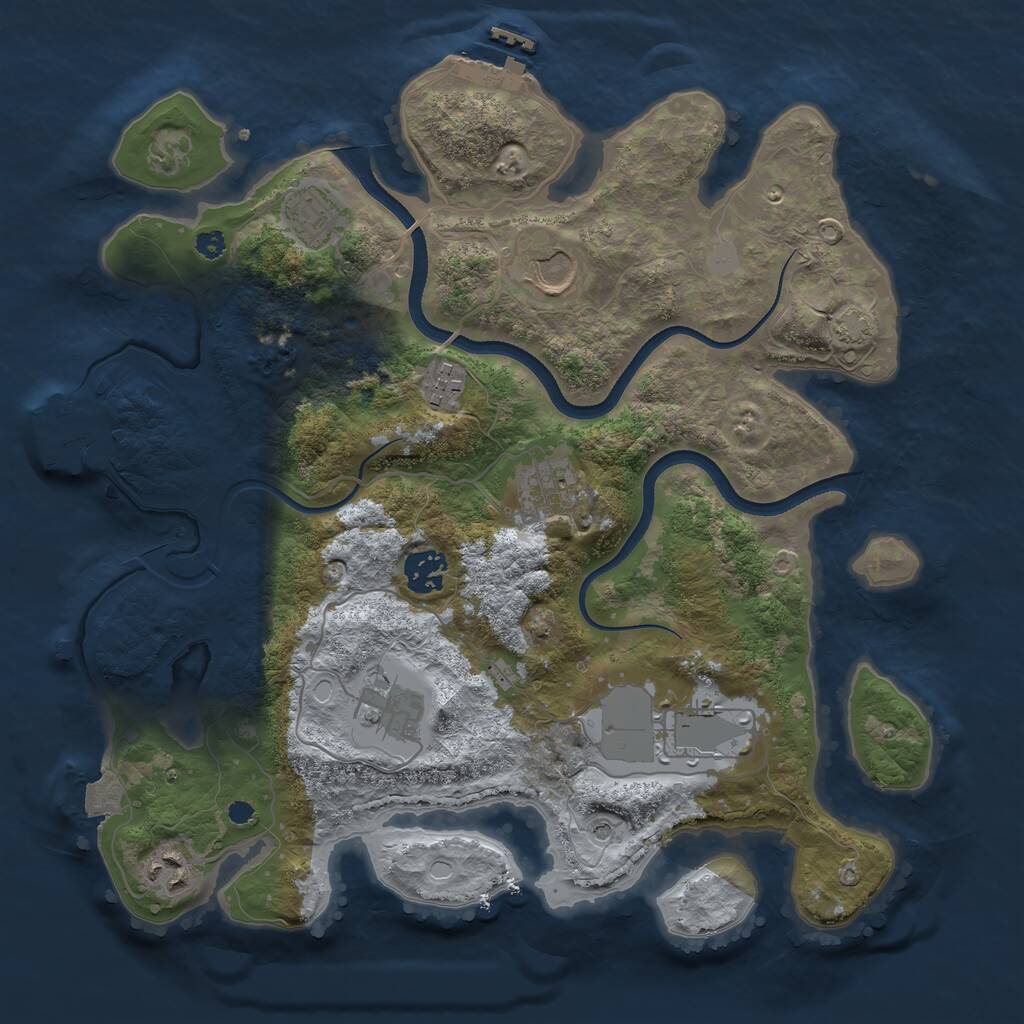 Rust Map: Procedural Map, Size: 3500, Seed: 1811443702, 13 Monuments