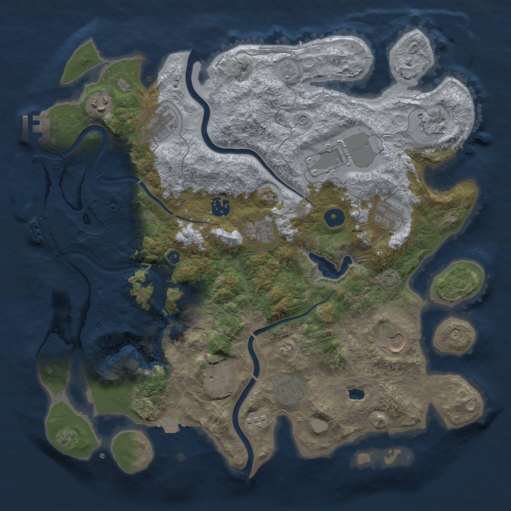 Rust Map: Procedural Map, Size: 4000, Seed: 986408951, 17 Monuments